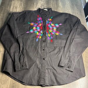Vintage 90’s Southwest Canyon Black Shirt with Western Embroidery